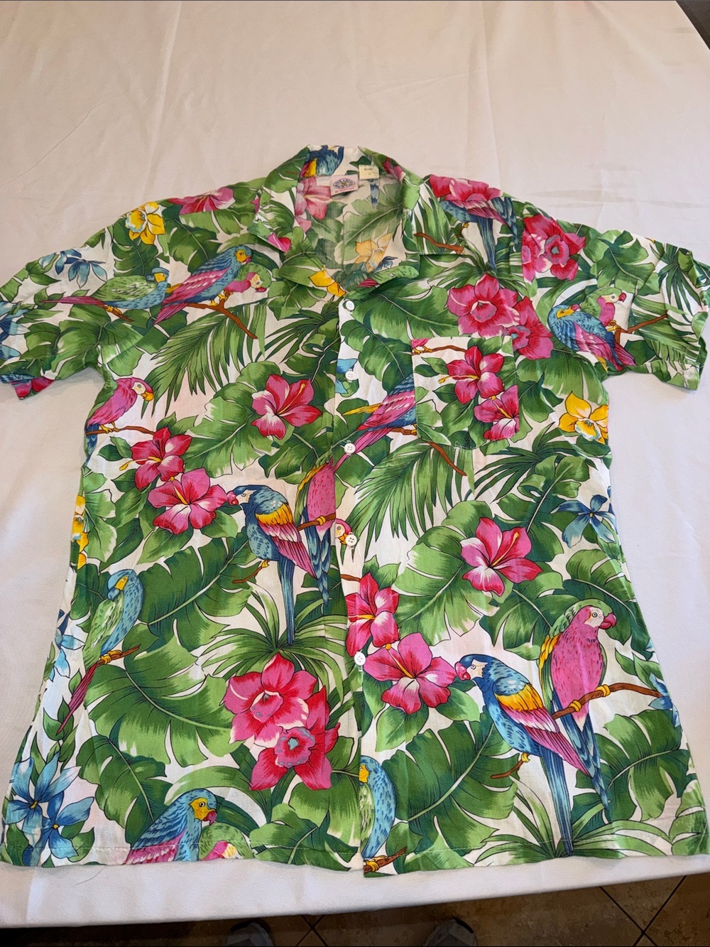 Vintage Paradise Beach Club Hawaiian Men’s Shirt SZ L